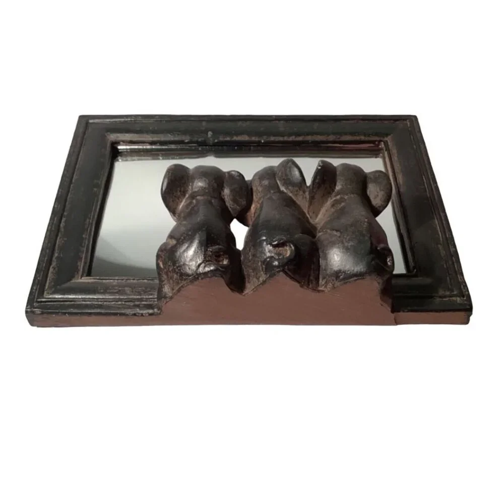 Pier 1 Reflecting Elephants Mirror with Attached Arm Stand